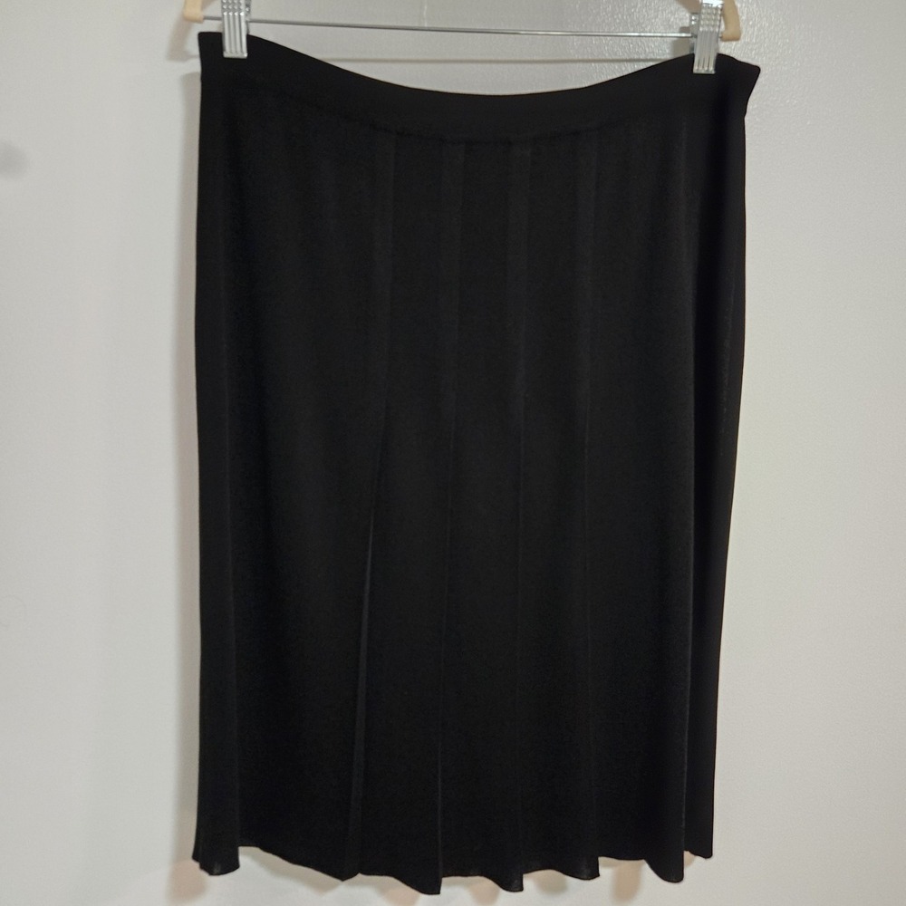 Misook Petite PXL XLP Black Stretch Knit Pleated Bottom Pull-on Skirt